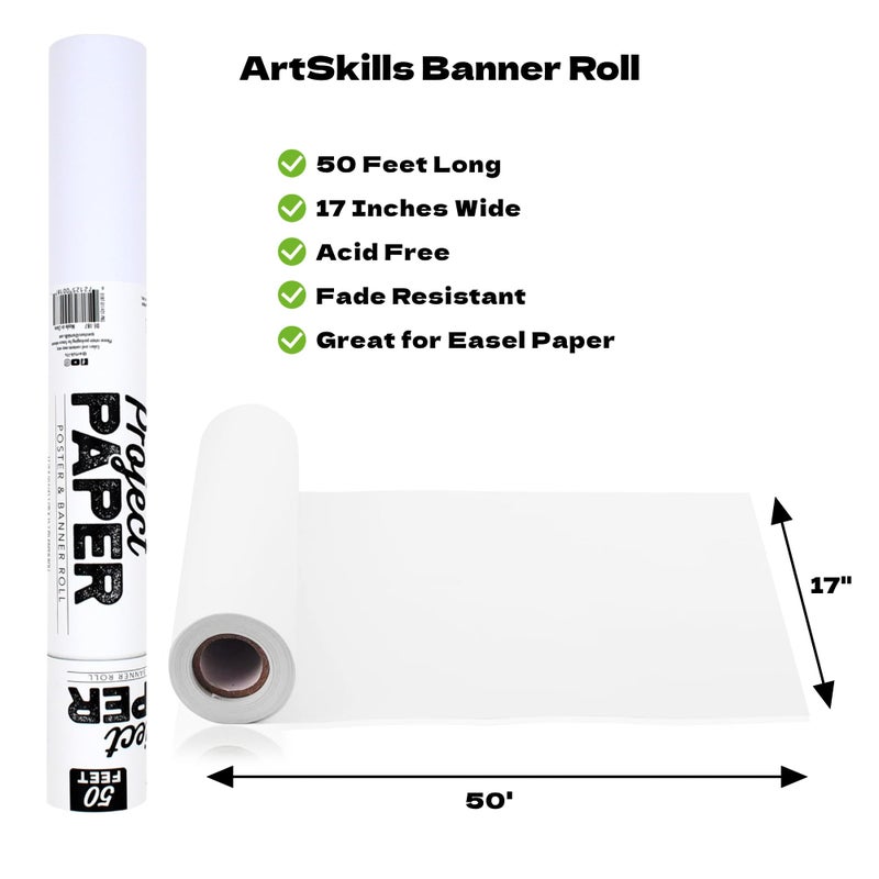 ArtSkills Easel Paper, Roll of Paper for Kids Art, Painting and Drawing, 50 ft, 1-Pack - Image 2